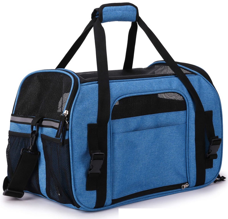 EliteField Soft Sided Pet Carrier (3 Year Warranty, Airline Approved), Multiple Sizes and Colors Available (17" L x 9" W x 12" H, Sapphire Blue) - Image 3